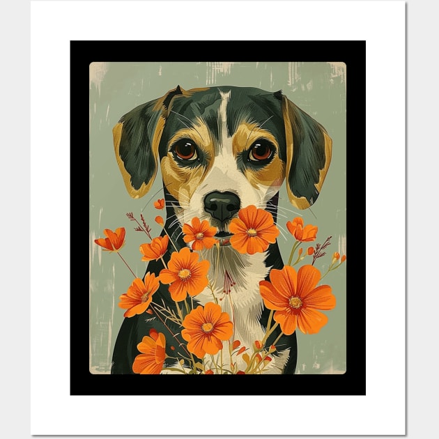 Beagle Flowers Photo Art Design For Dog Onwer Wall Art by karishmamakeia